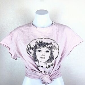 Mia Pink Flower Crown Girl Graphic Tee Shirt